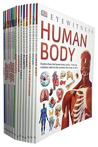Cover of DK Eyewitness 16 Books Collection Set Human Body, Ocean, Volcano & Earthquake, Tudor