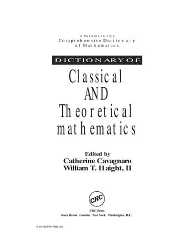 Cover of Dictionary of Classical and Theoretical Mathematics