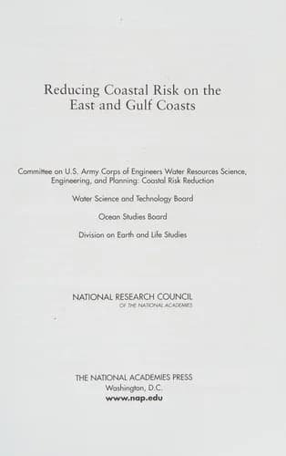 Cover of Reducing Coastal Risk on the East and Gulf Coasts