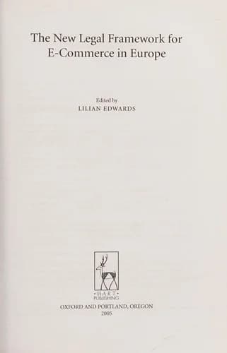 Cover of The New Legal Framework for E-Commerce in Europe