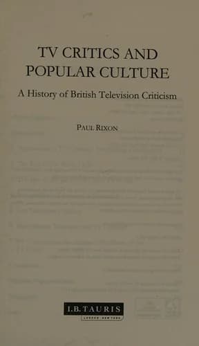 Cover of TV Critics and Popular Culture