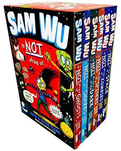 Cover of Sam Wu Is Not Afraid Of Series Box Set Ghosts, Sharks, The Dark, Spiders, Zombies, Space