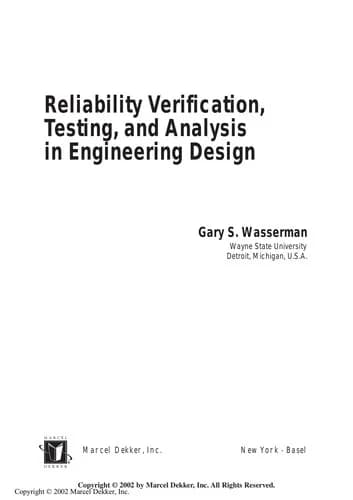 Cover of Reliability Verification, Testing, and Analysis in Engineering Design
