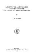 Cover of Survey of Manuscripts Used in Editions of the Greek New Testament
