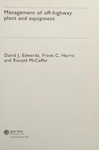 Cover of Management of Off-Highway Plant and Equipment