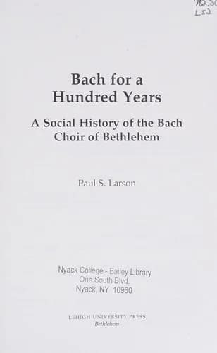 Cover of Bach for a Hundred Years