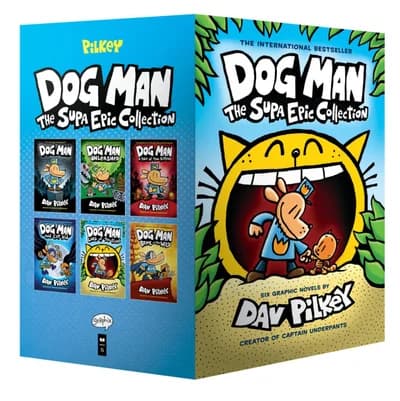 Cover of Dog Man 1 To 6 Supa Epic Collection Dav Pilkey Complete Set Of Popular Graphic Novels For Kids