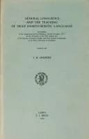 Cover of General Linguistics and the Teaching of Dead Hamito-Semitic Languages