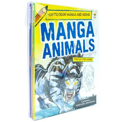 Cover of Step By Step Guide How To Draw Manga and Anime For Beginners 6 Books Collection Set Animals