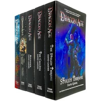 Cover of Dragon Age 5 Book Collection David Gaider Stolen Throne Calling Asunder Last Flight Masked Empire