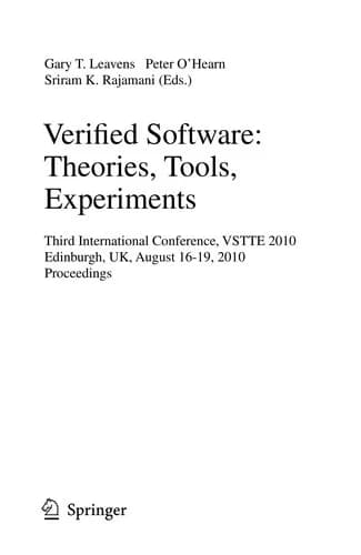 Cover of Verified Software: Theories, Tools, Experiments