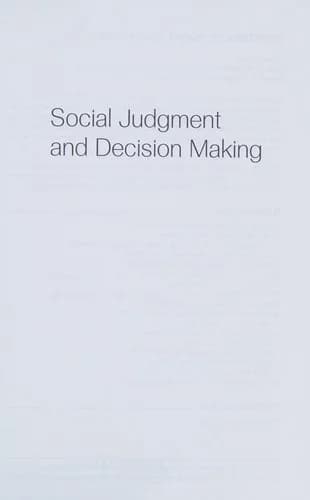 Cover of Social Judgment and Decision Making
