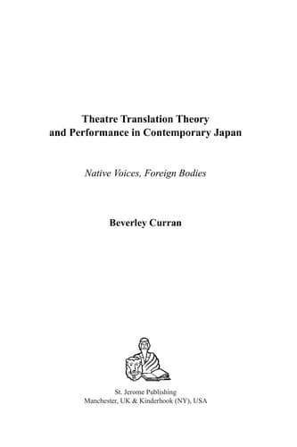 Cover of Theatre Translation Theory and Performance in Contemporary Japan
